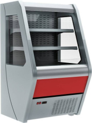 Холодильная горка универсальная Carboma F13-07 VM 1,0-2 (Carboma 1260/700 ВХСп-1,0) (0011-3020 боковины сер пластик, декор красный)