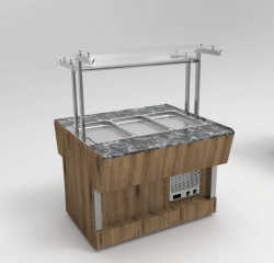 Прилавок холодильный (шведский стол пристенный) Refettorio RС41SP (каменная столешница); (на 2 GN1/1
