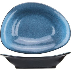 Тарелка Борисовская Керамика «Млечный путь голубой»; 0,9л; H70, L315, B230мм фарфор; голубой, черный