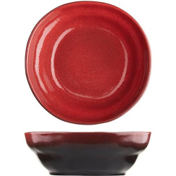 Тарелка Борисовская Керамика «Млечный путь красный»; 1л; D215, H70мм, фарфор, красный, черный
