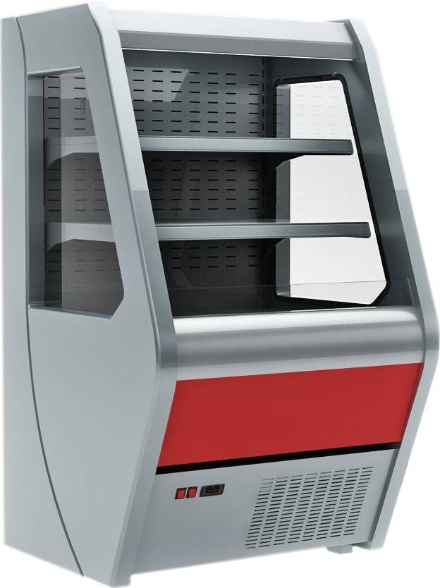 Холодильная горка универсальная Carboma F13-07 VM 1, 3-2 (Carboma 1260/700 ВХСп-1, 3) (0011-3020 боковины сер пластик, декор красный)
