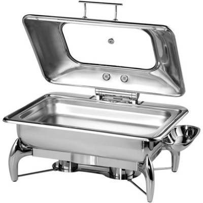 Чафиндиш APS с крышкой стекляннной сталь нерж., 9 л, H 34, L 59, B 45 см