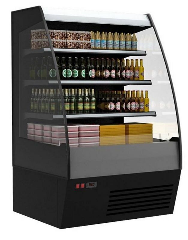 Холодильная горка гастрономическая Carboma F16-08 VM 1, 0-2 0200 тонир.cтеклопакет (Carboma 1600/875 ВХСп-1, 0) (9005 цвет черный)