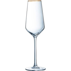 Бокал-флюте для шампанского Cristal D'arques Ultime Bord Or 210 мл, H 232 мм