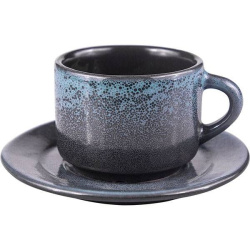 Кофейная пара Борисовская Керамика «Млечный путь изумрудный»; 80мл, фарфор, изумрудный, черный