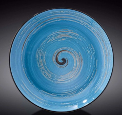 Тарелка Wilmax Spiral голубая 350 мл, D 255 мм