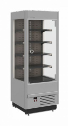 Холодильная горка гастрономическая Carboma FC20-08 VM 1,0-1 LIGHT (фронт X0, 9006-9005 цвет серо-черный)