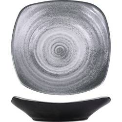 Тарелка Борисовская Керамика «Млечный путь» квадратная; L23, B23см, фарфор, белый, черн