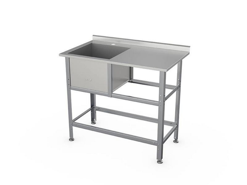 Ванна моечная с рабочей поверхностью Атеси ВСМС-Б-1Л.530-1210.680 -1-02 (ВМС-1/530 с бортом)