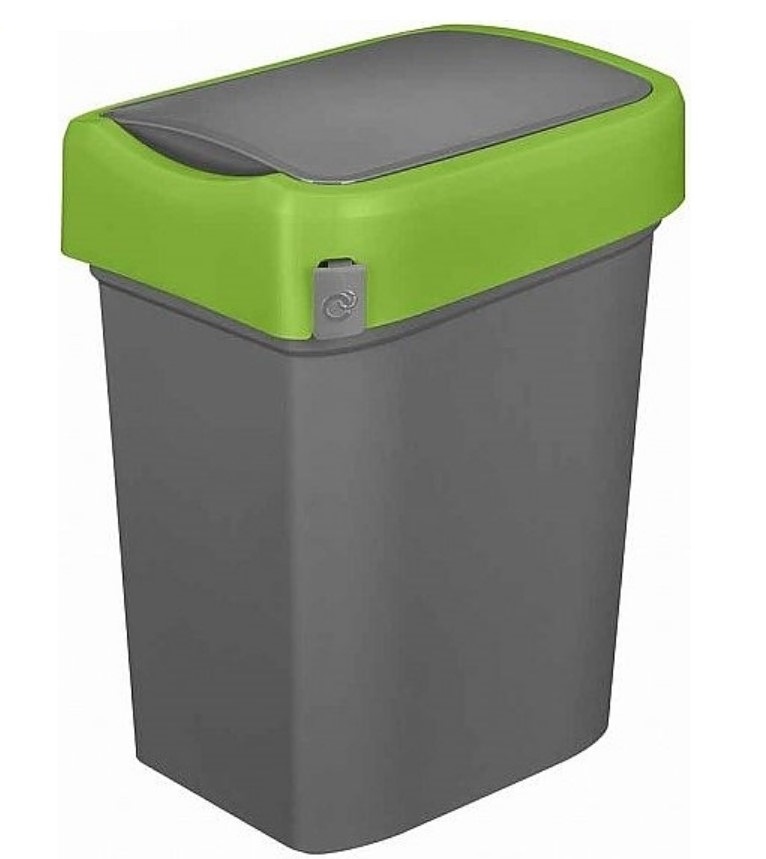 Контейнер мусорный RESTOLA SMART BIN 50 л, L 430 мм, B 330 мм, H 630 мм серый, зеленый