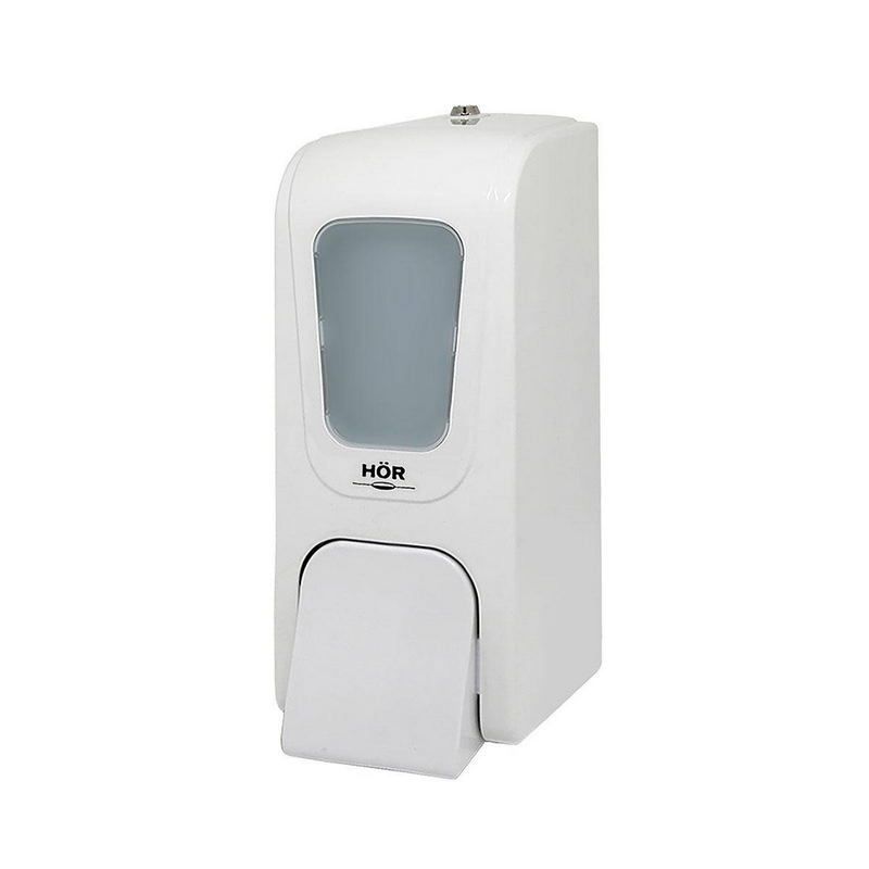Дозатор для жидкого мыла Hor БИЗНЕС X7 нажимной 0, 7л, корпус белый, стекло белое матовое, кнопка белая