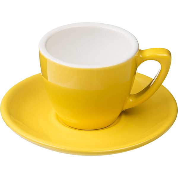 Чашка кофейная Doppio Пур-Амор фарфор 80мл D66/40, H55, L90мм, желт., белый