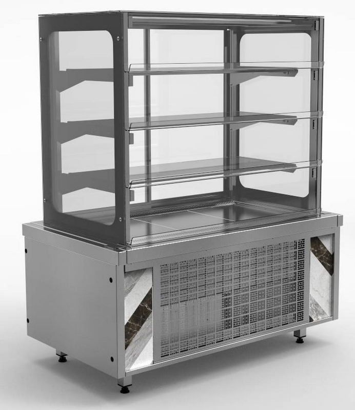 Витрина кондитерская холодильная с дверками раздачи RCC32A City (3 полки) 1100x700x1475 (585)мм