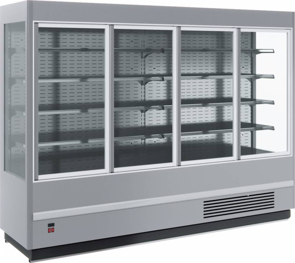 Холодильная горка универсальная Carboma FC20-07 VV 2, 5-1 STANDARD (фронт X5) (9006-9005 цвет серо-черный)