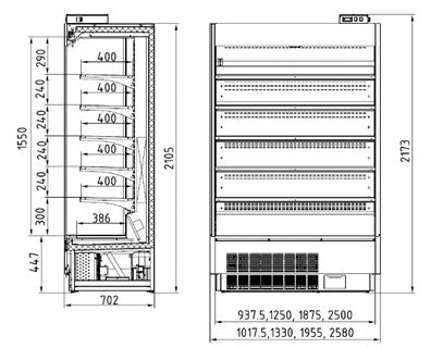 Холодильная горка фруктовая Enteco master VISLA 250 ВВ с боковинами
