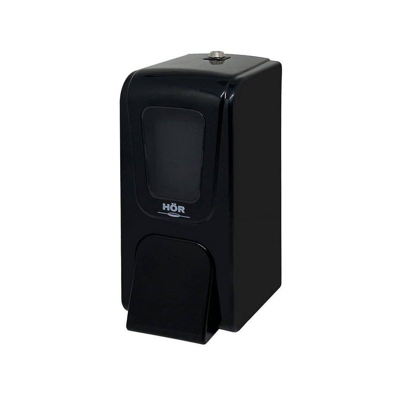 Дозатор для жидкого мыла Hor БИЗНЕС X7 нажимной 0, 7л, корпус черный, стекла прозрачные черные, кнопка черная