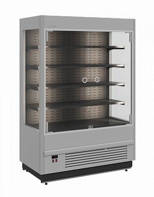 Холодильная горка гастрономическая Carboma FC20-07 VM 1, 0-1 LIGHT (фронт X0, 9006-9005 цвет серо-черный)