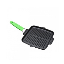 Сковорода-гриль LAVA чугун, 21x21см, с зеленой силиконовой ручкой