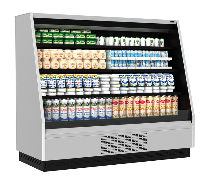 Холодильная горка гастрономическая Carboma F16-08 VM 1, 9-2 0300 (Версия 2.0) (9006-9005) боковина металл