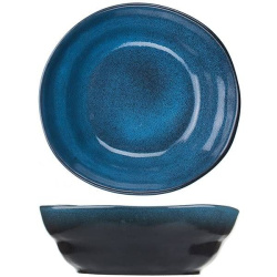 Тарелка Борисовская Керамика «Млечный путь голубой» глубокая; D215, H70мм, фарфор, голубой, черный
