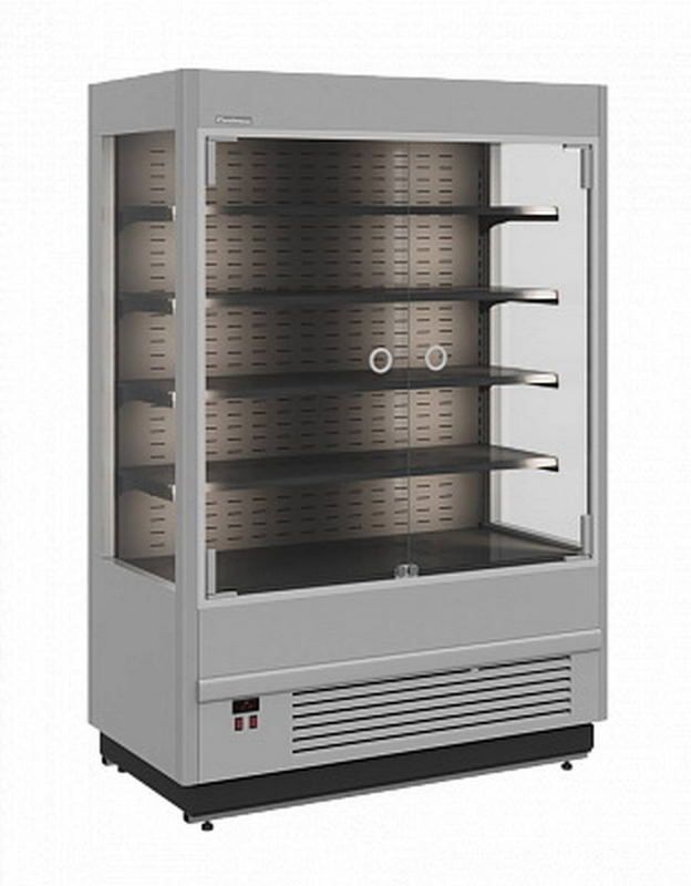 Холодильная горка гастрономическая Carboma FC20-07 VM 1, 3-1 LIGHT (фронт X0) (9006-9005 цвет серо-черный)