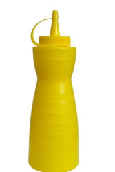 Емкость для соуса Masterglass 375 мл. d 55 мм. h 215 мм. фигурная с крышкой желт.