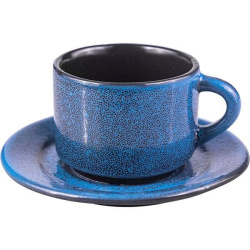 Кофейная пара Борисовская Керамика «Млечный путь голубой»; 80мл, фарфор, голубой, черный