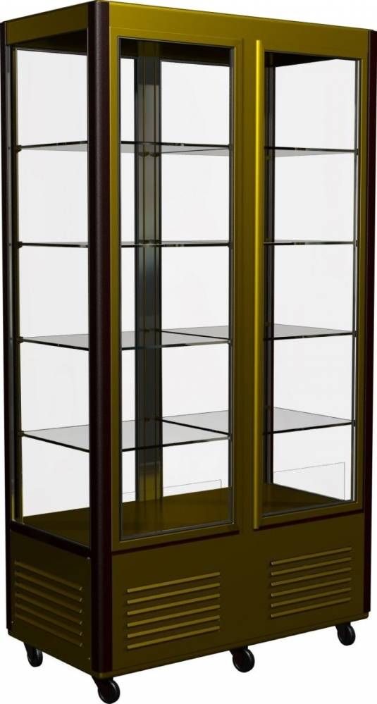Шкаф кондитерский Carboma D4 VM 800-1 (R800C Сarboma Люкс) (0109-0102 (коричн-золот) 2 дв, стекл полк)