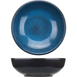 Тарелка Борисовская Керамика «Млечный путь голубой» глубокая; 1л; D200, H65мм,  фарфор, голубой, черный