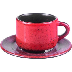 Кофейная пара Борисовская Керамика «Млечный путь красный»; 80мл, фарфор, красный, черный