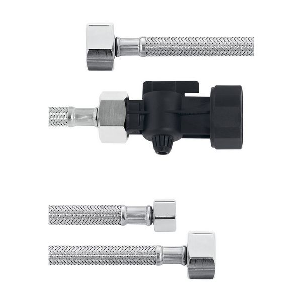 Комплект шлангов Brita Professional №2: Вход. с запорным краном G1 - G3/4 + Вых.G3/4 - G3/4, DN8, 2 метра, мет.оплетка