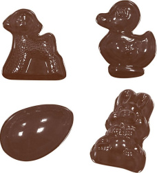 Форма для шоколада Martellato Яйцо, кролик, утенок, ягненок h10мм, 16 ячеек