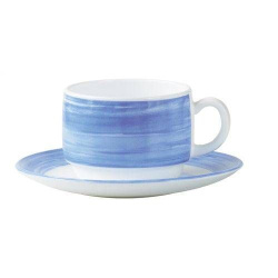 Чашка Arcoroc Brush 190 мл голубой край (блюдце C3785)