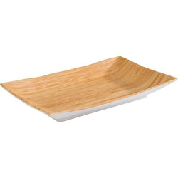 Блюдо для подачи прямоугольное APS «Бамбук» пластик, бежев., белый H 3, L 21, B 13 см
