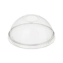 Крышка для стакана Диапазон купольная с отверстием для соломки 50 шт PET прозрачная [ОП-475852]