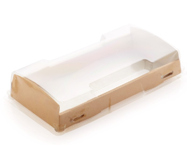 Коробка универсальная Диапазон с пластиковой крышкой 1000 мл бумага крафт (в упаковке 200 шт.) [115365]