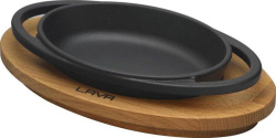 Сковорода LAVA L 150 мм, B 100 мм, H 25 мм чугун, на деревянной подставке