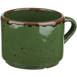 Чашка Борисовская Керамика «Пунто Верде»; 350мл; H75, L95мм, фарфор зеленый, черный