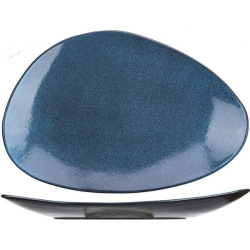 Тарелка Борисовская Керамика «Млечный путь голубой»; H45, L370, B250мм, фарфор, голубой, черный