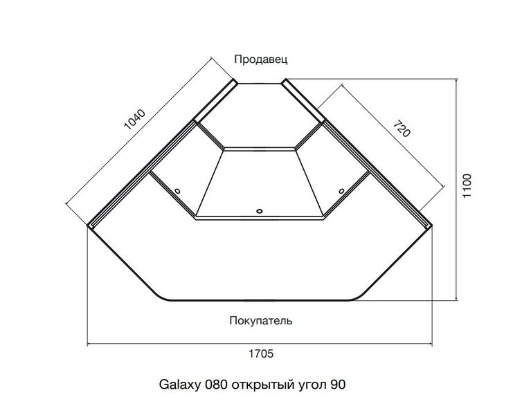 Витрина холодильная Dazzl Galaxy 080 Plug-in открытый угол 90 вентилируемая среднетемпературная
