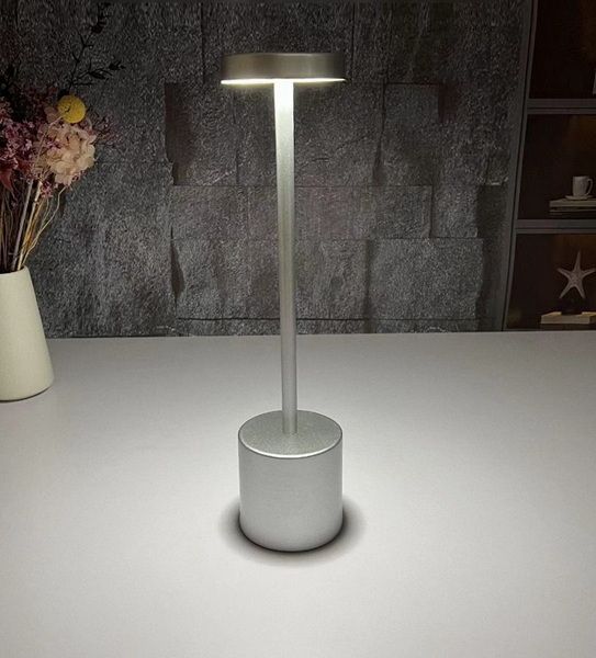 Светильник настольный беспроводной MGline LED METAL D 80 мм, H 340 мм серебристый