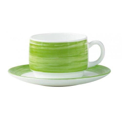 Чашка Arcoroc Brush 190 мл зеленый край (блюдце C3783)