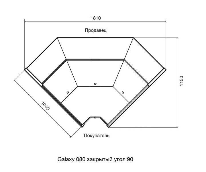 Витрина холодильная Dazzl Galaxy 080 Plug-in закрытый угол 90 вентилируемая пресервы