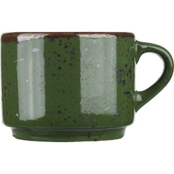 Чашка Борисовская Керамика «Пунто Верде»; 200мл, фарфор, зеленый, коричневый