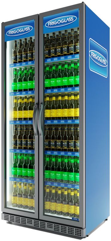 Шкаф холодильный Frigoglass Max 1000 HD (R290) (сер.корпус, бел.кабинет, сер.рамка дв., 2Led, 5полок, 5ЦД)