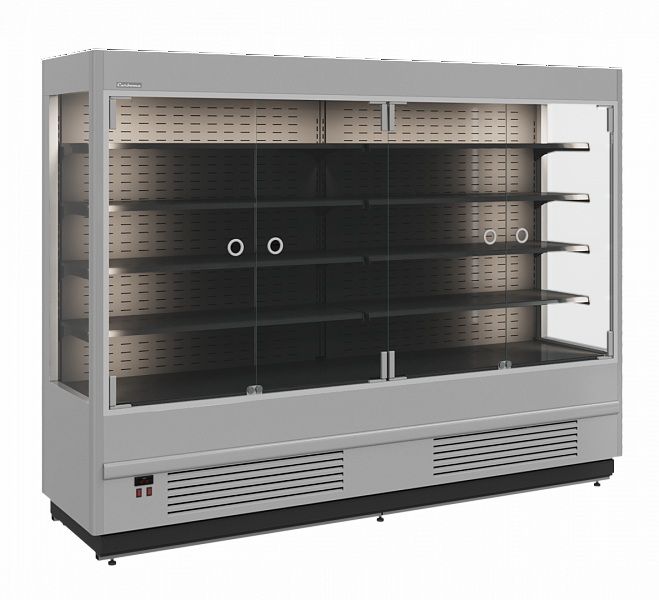 Холодильная горка гастрономическая Carboma FC20-07 VM 2, 5-1 LIGHT (фронт X0, 9006-9005 цвет серо-черный)