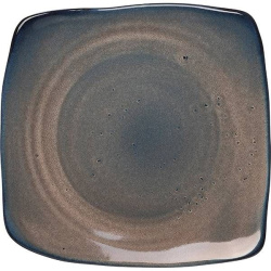 Тарелка Борисовская Керамика «Пати» квадратная; L22, B22см, фарфор; серый, синий