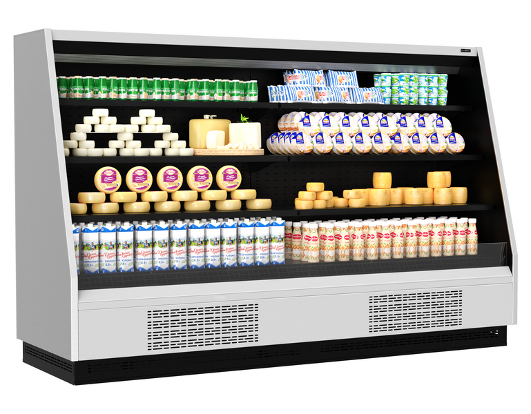 Холодильная горка гастрономическая Carboma F16-08 VM 2, 5-2 0030 (Версия 2.0) (9006-9005) боковина металл с зеркалом