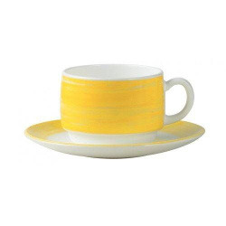 Чашка Arcoroc Brush 190 мл желтый край (блюдце C3784)