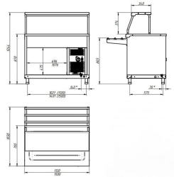 Прилавок холодильный Abat ПВВ(Н)-70КМ-НШ столешница нерж.